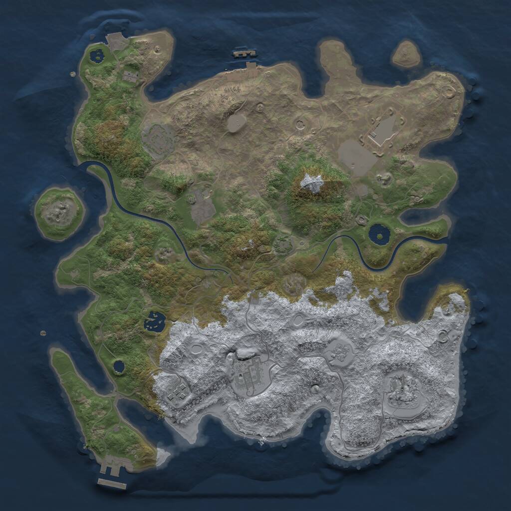 Rust Map: Procedural Map, Size: 3600, Seed: 94367605, 13 Monuments