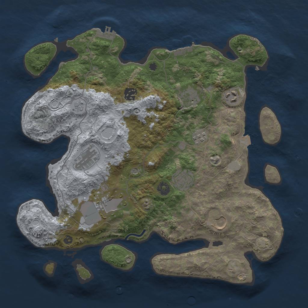 Rust Map: Procedural Map, Size: 3500, Seed: 641465987, 16 Monuments