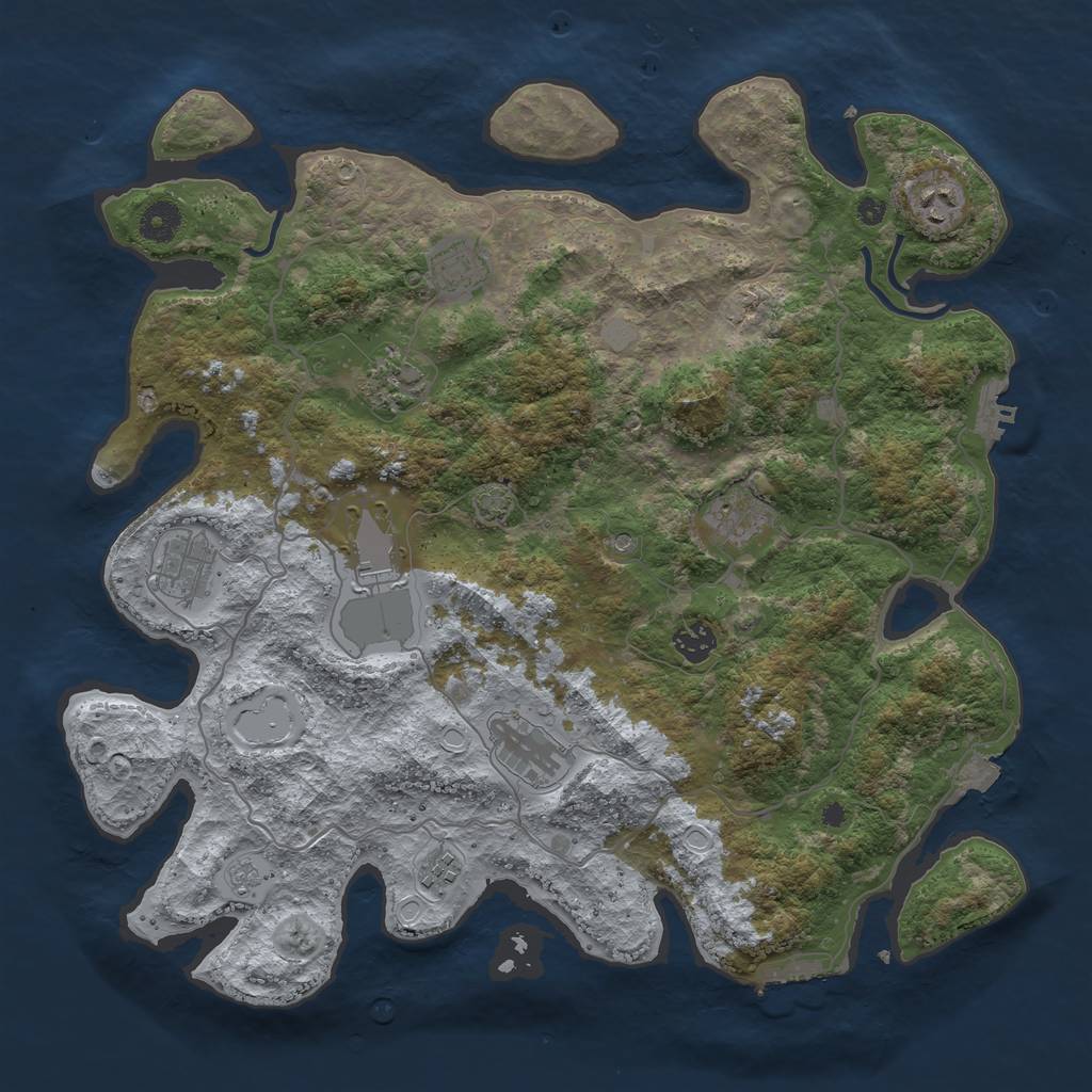 Rust Map: Procedural Map, Size: 4000, Seed: 2583761, 17 Monuments