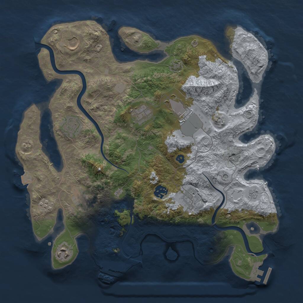 Rust Map: Procedural Map, Size: 3550, Seed: 46432040, 15 Monuments