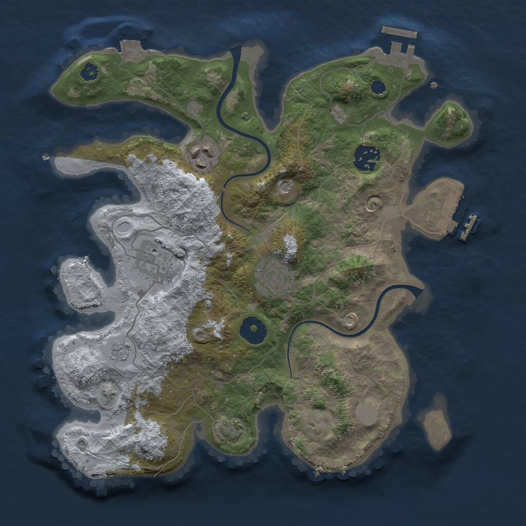 Rust Map: Procedural Map, Size: 3000, Seed: 1906041182, 10 Monuments
