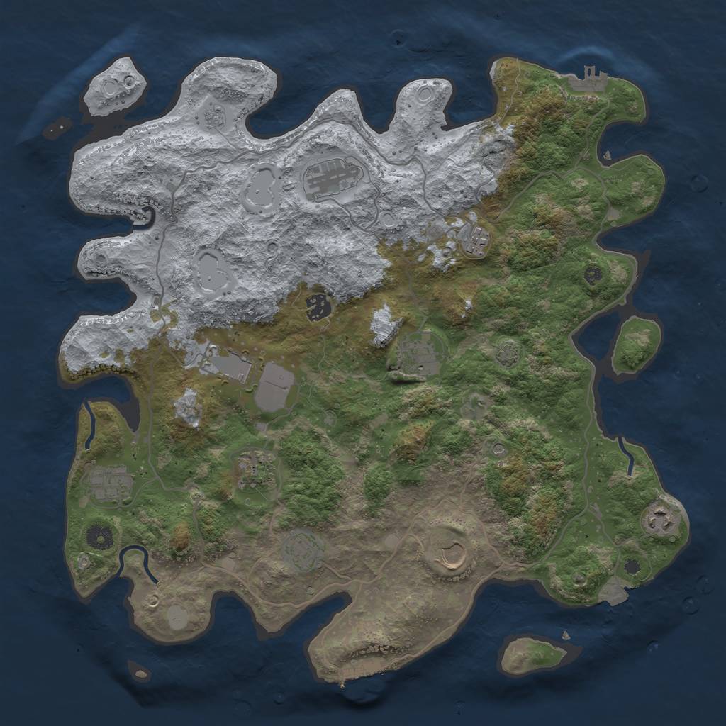Rust Map: Procedural Map, Size: 4100, Seed: 45413814, 18 Monuments