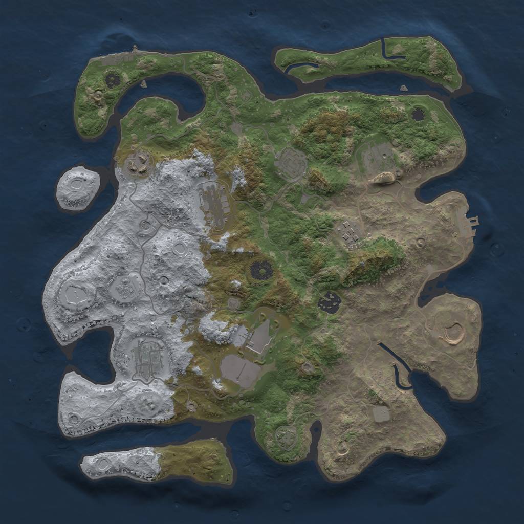 Rust Map: Procedural Map, Size: 3600, Seed: 41816393, 17 Monuments