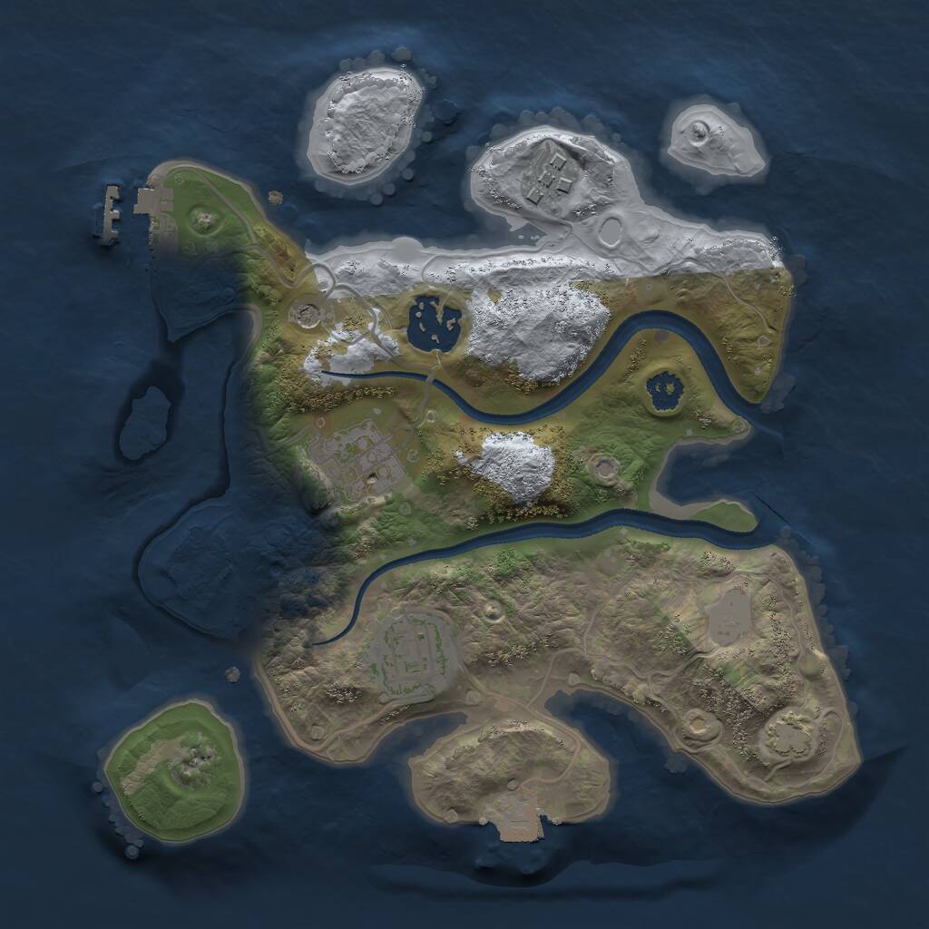 Rust Map: Procedural Map, Size: 2500, Seed: 23301, 8 Monuments