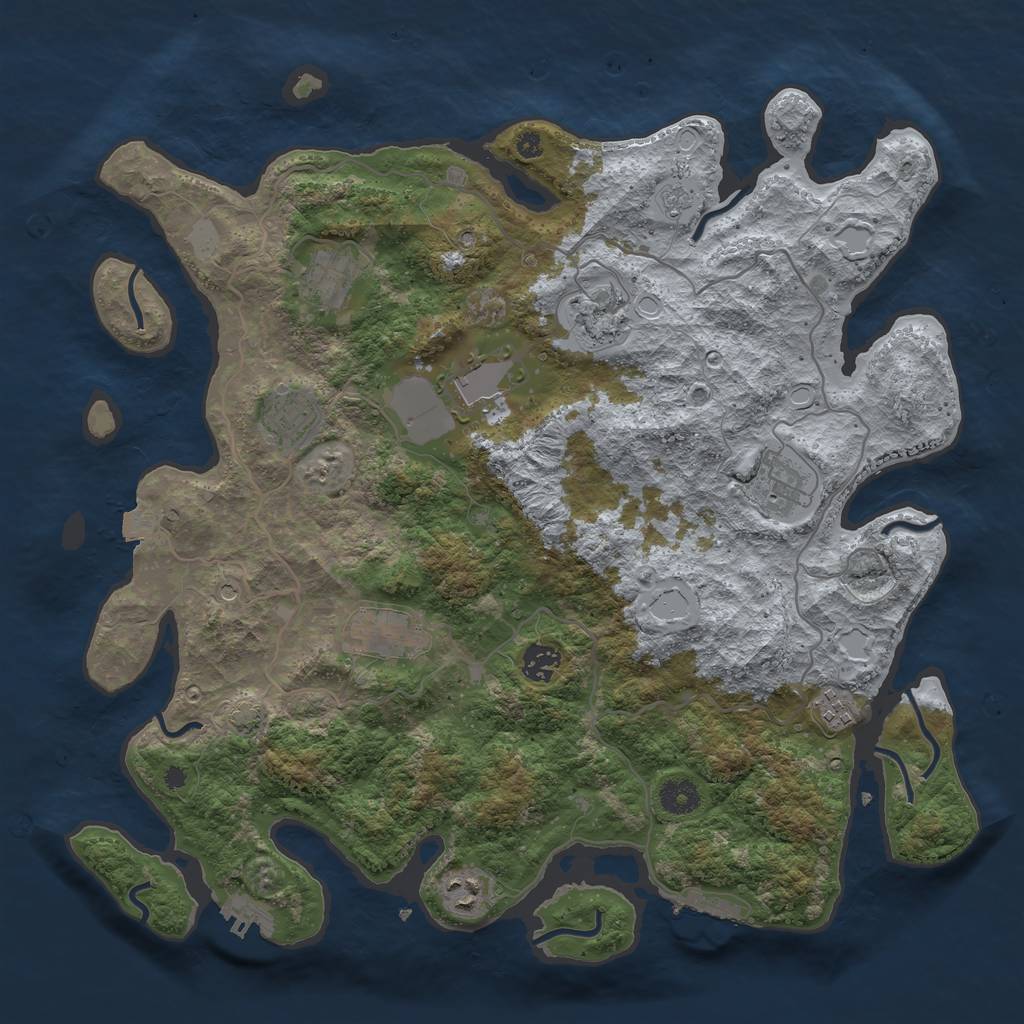 Rust Map: Procedural Map, Size: 4000, Seed: 1911559876, 17 Monuments