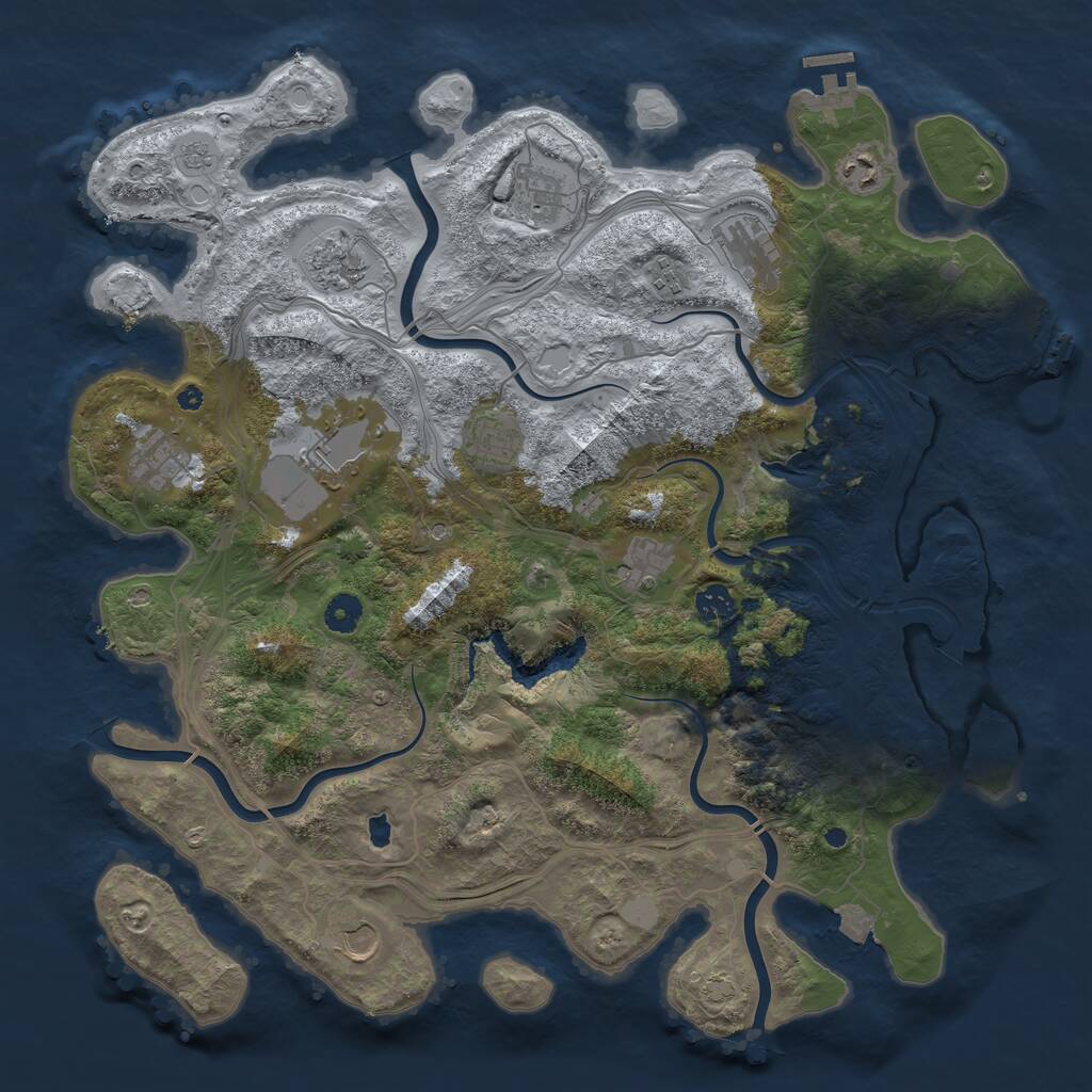 Rust Map: Procedural Map, Size: 4300, Seed: 33277254, 17 Monuments