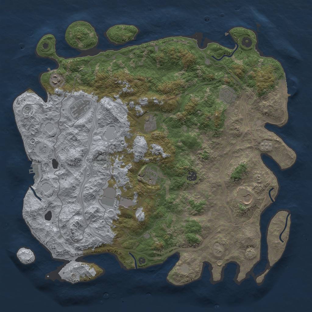 Rust Map: Procedural Map, Size: 4500, Seed: 92514710, 17 Monuments