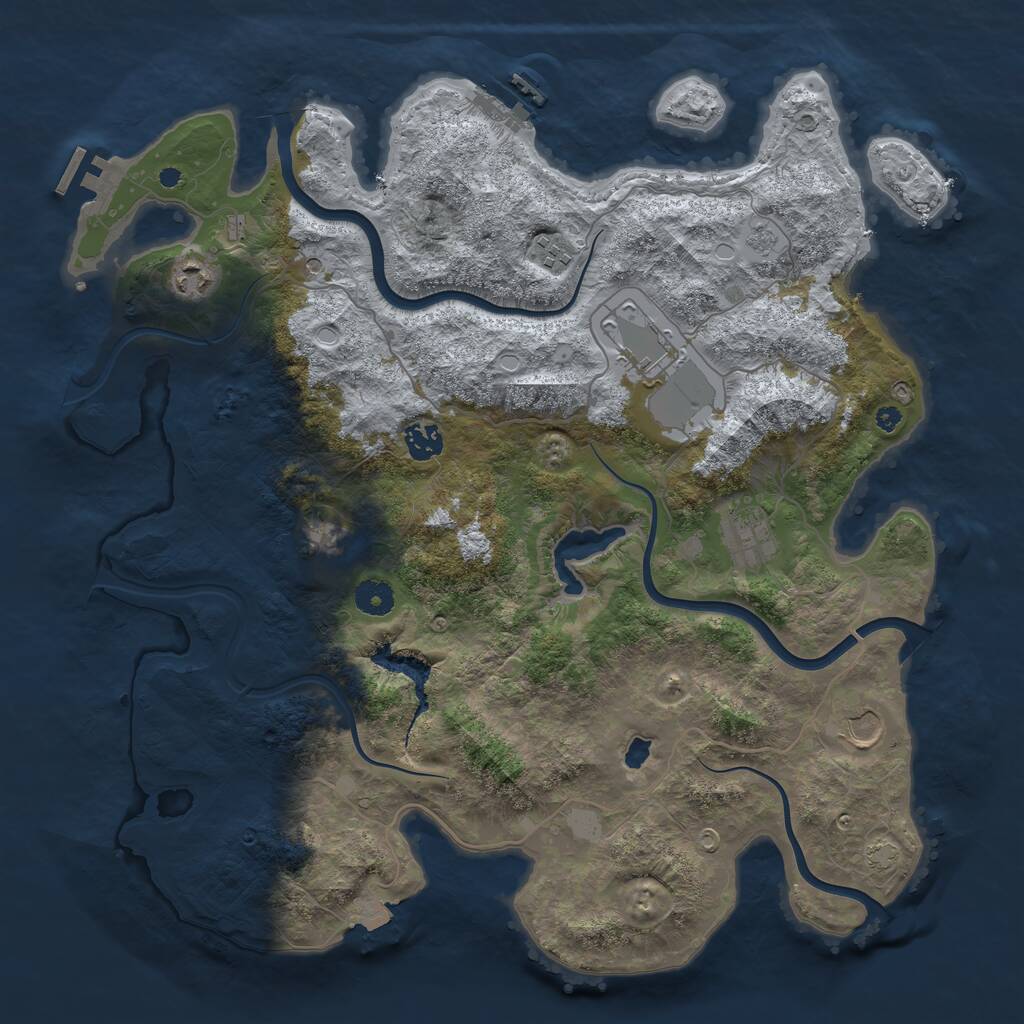 Rust Map: Procedural Map, Size: 4050, Seed: 601278496, 13 Monuments