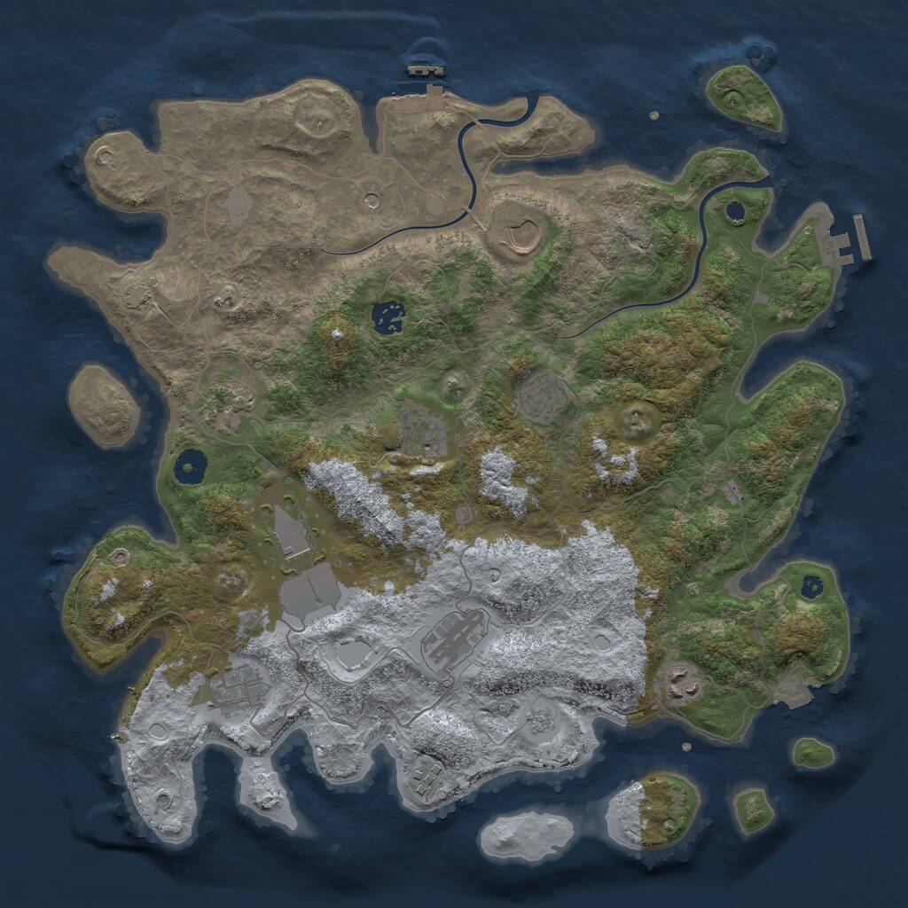Rust Map: Procedural Map, Size: 3950, Seed: 41525805, 16 Monuments