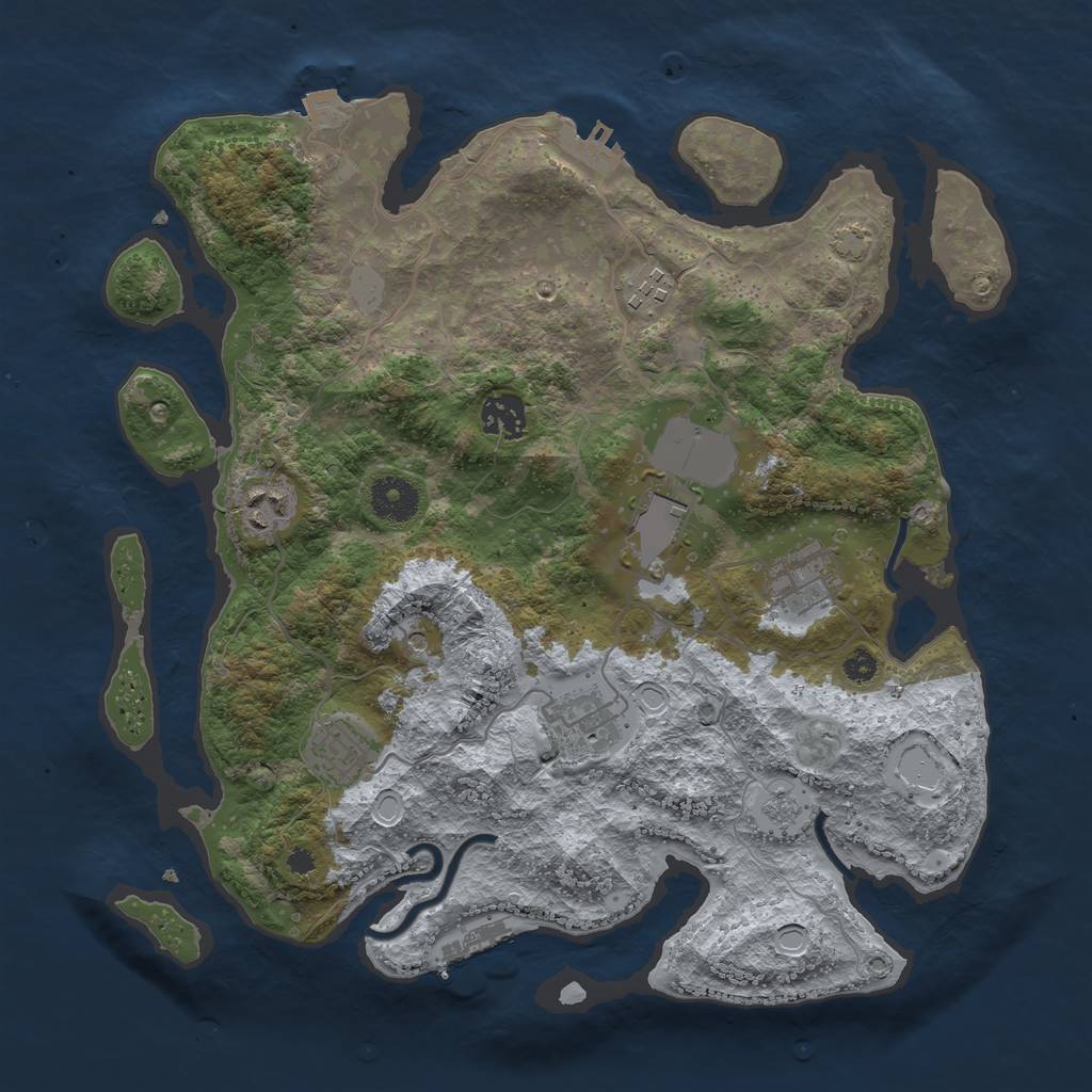 Rust Map: Procedural Map, Size: 3500, Seed: 1069701457, 15 Monuments