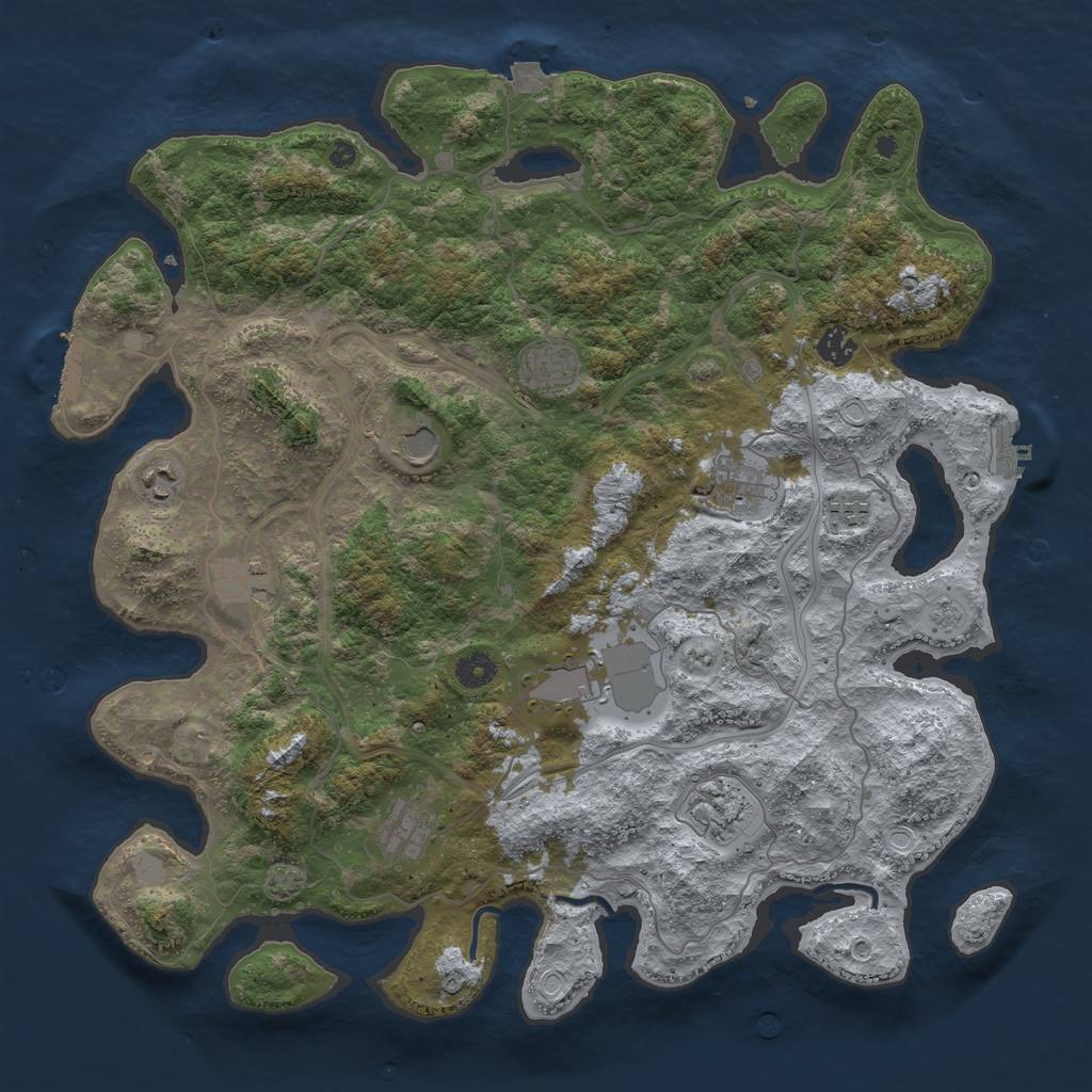 Rust Map: Procedural Map, Size: 4250, Seed: 11654944, 17 Monuments
