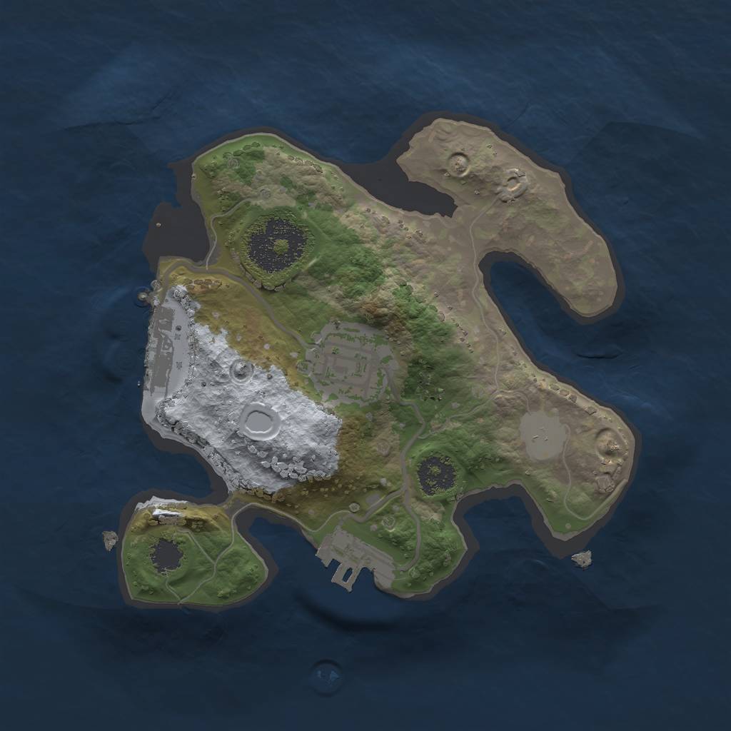 Rust Map: Procedural Map, Size: 2000, Seed: 34133, 6 Monuments