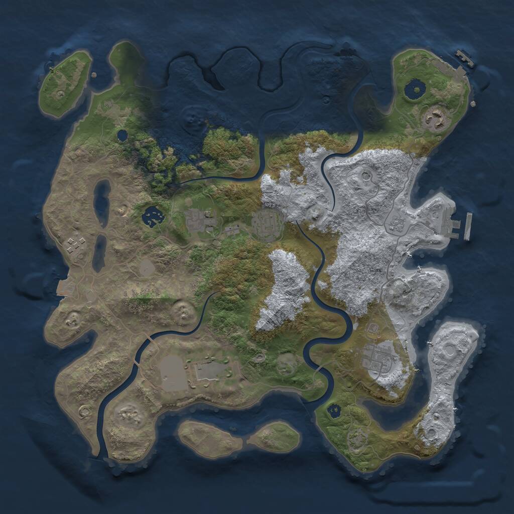 Rust Map: Procedural Map, Size: 3750, Seed: 2119125208, 13 Monuments
