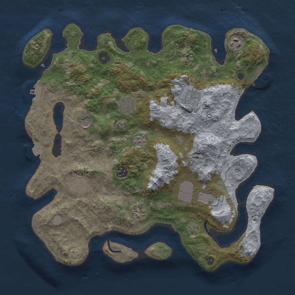 Rust Map: Procedural Map, Size: 3750, Seed: 2119125208, 17 Monuments