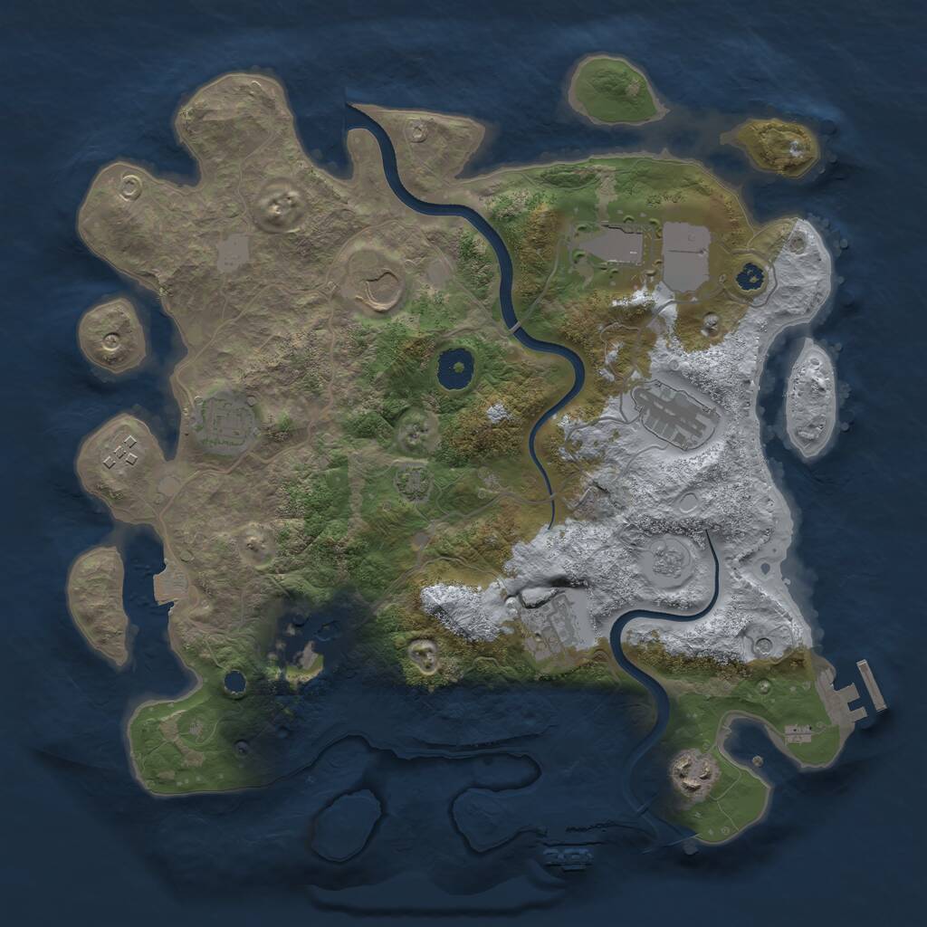 Rust Map: Procedural Map, Size: 3500, Seed: 1214091842, 14 Monuments