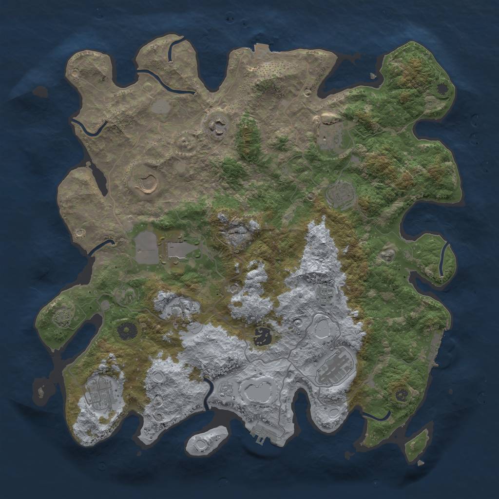 Rust Map: Procedural Map, Size: 3950, Seed: 37902235, 18 Monuments