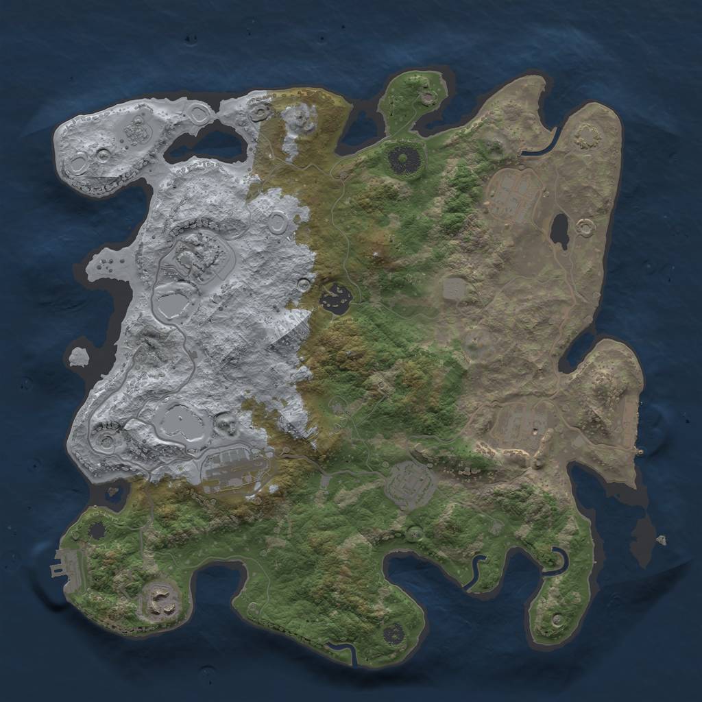 Rust Map: Procedural Map, Size: 3450, Seed: 99035166, 15 Monuments