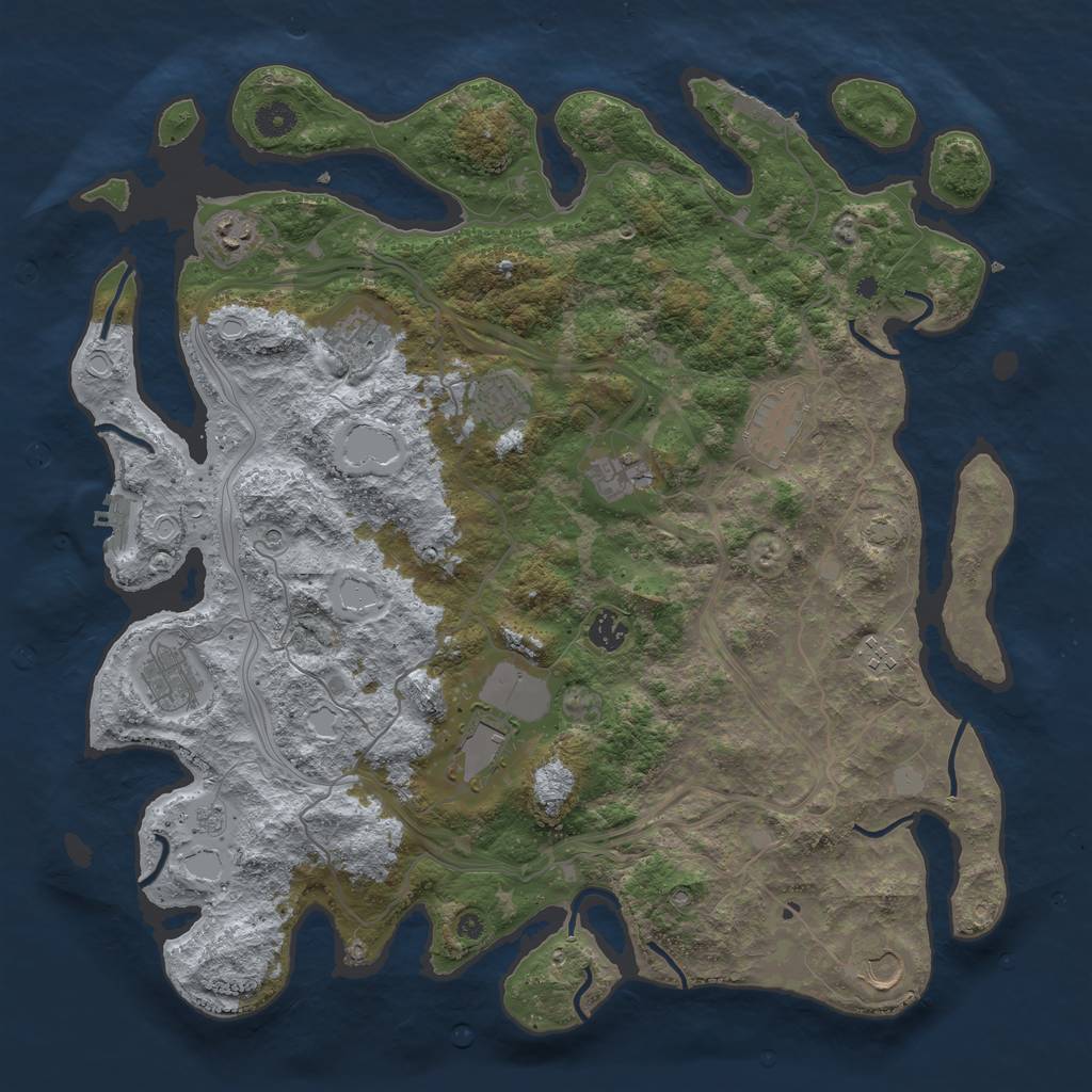 Rust Map: Procedural Map, Size: 4300, Seed: 865431867, 18 Monuments