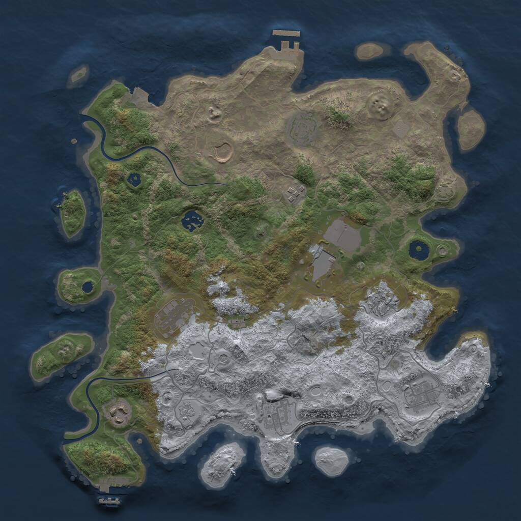 Rust Map: Procedural Map, Size: 3850, Seed: 10095210, 16 Monuments