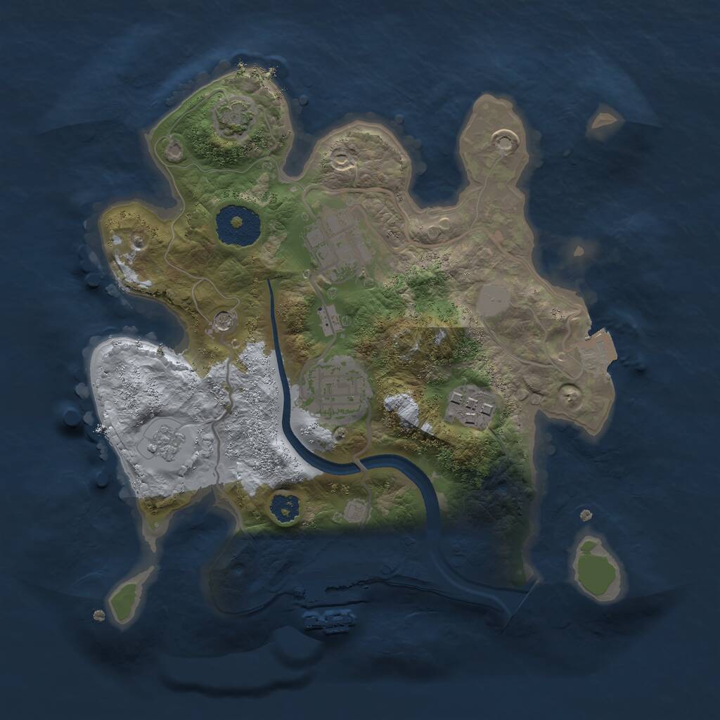 Rust Map: Procedural Map, Size: 2500, Seed: 39744, 8 Monuments