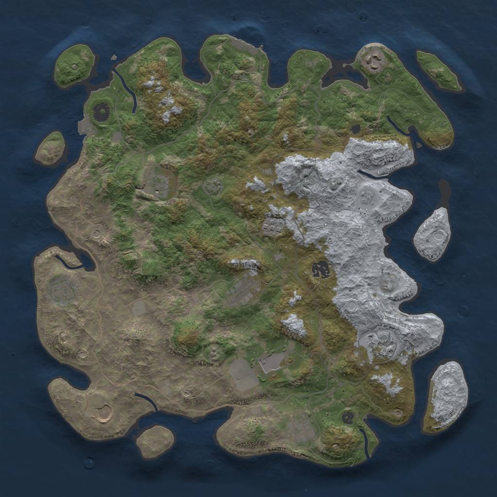 Rust Map: Procedural Map, Size: 4100, Seed: 81729583, 17 Monuments