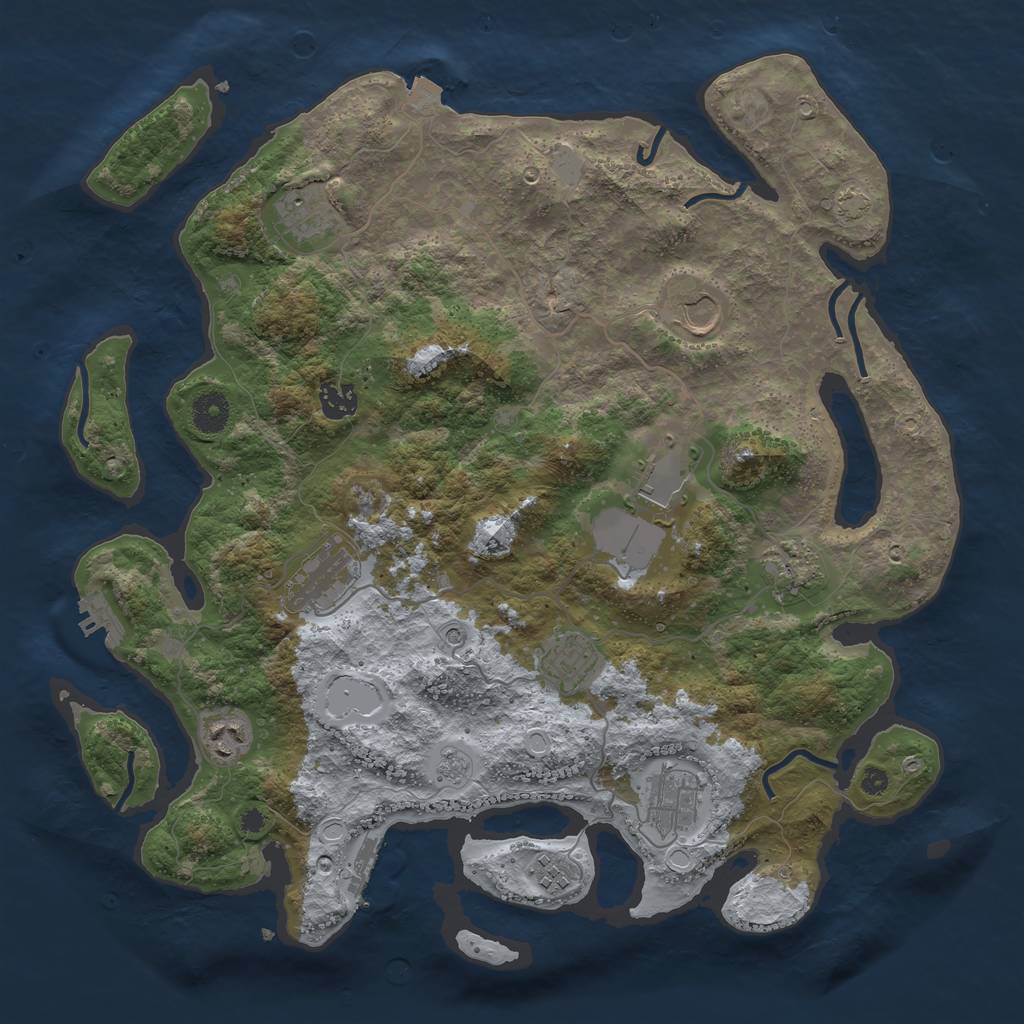 Rust Map: Procedural Map, Size: 3900, Seed: 3465566, 18 Monuments