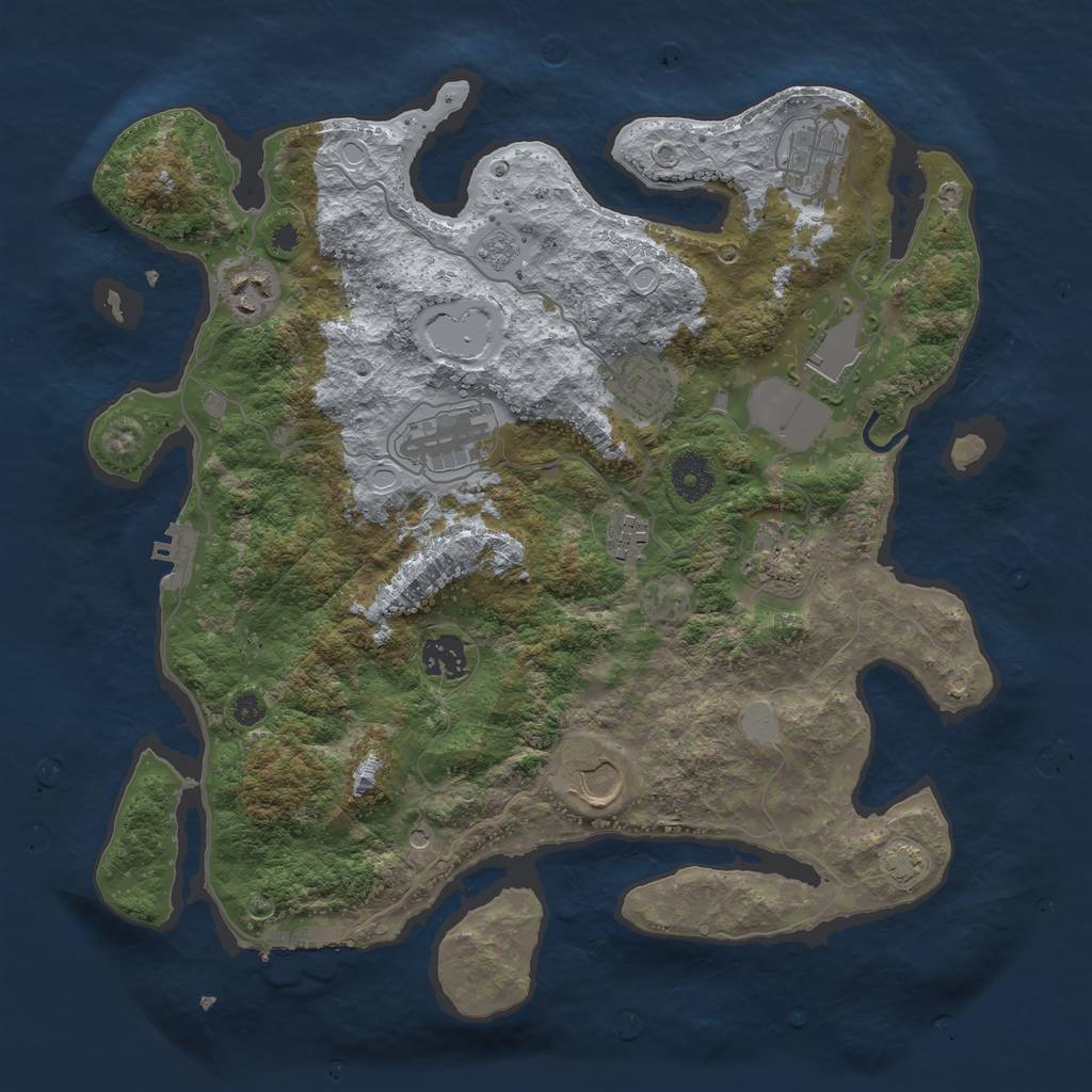 Rust Map: Procedural Map, Size: 3600, Seed: 84275403, 17 Monuments