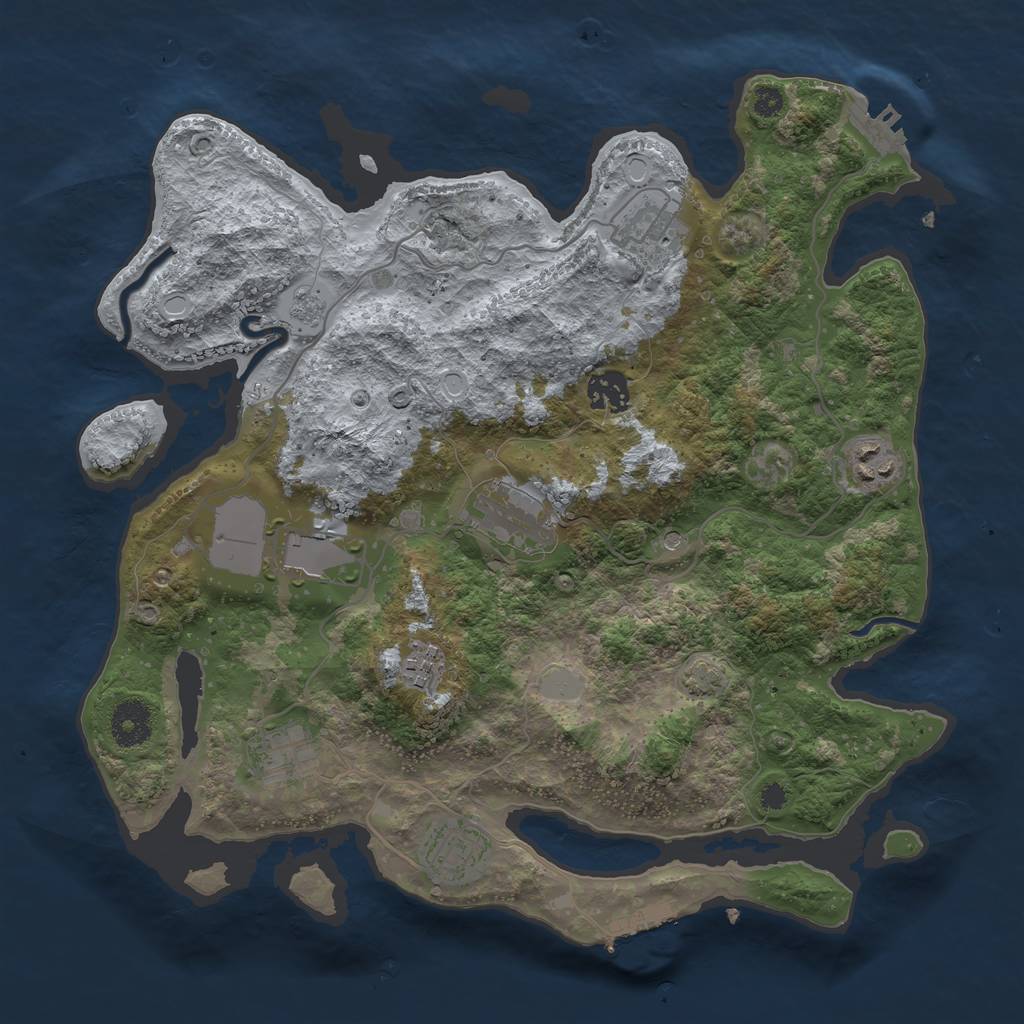 Rust Map: Procedural Map, Size: 3500, Seed: 88874377, 16 Monuments