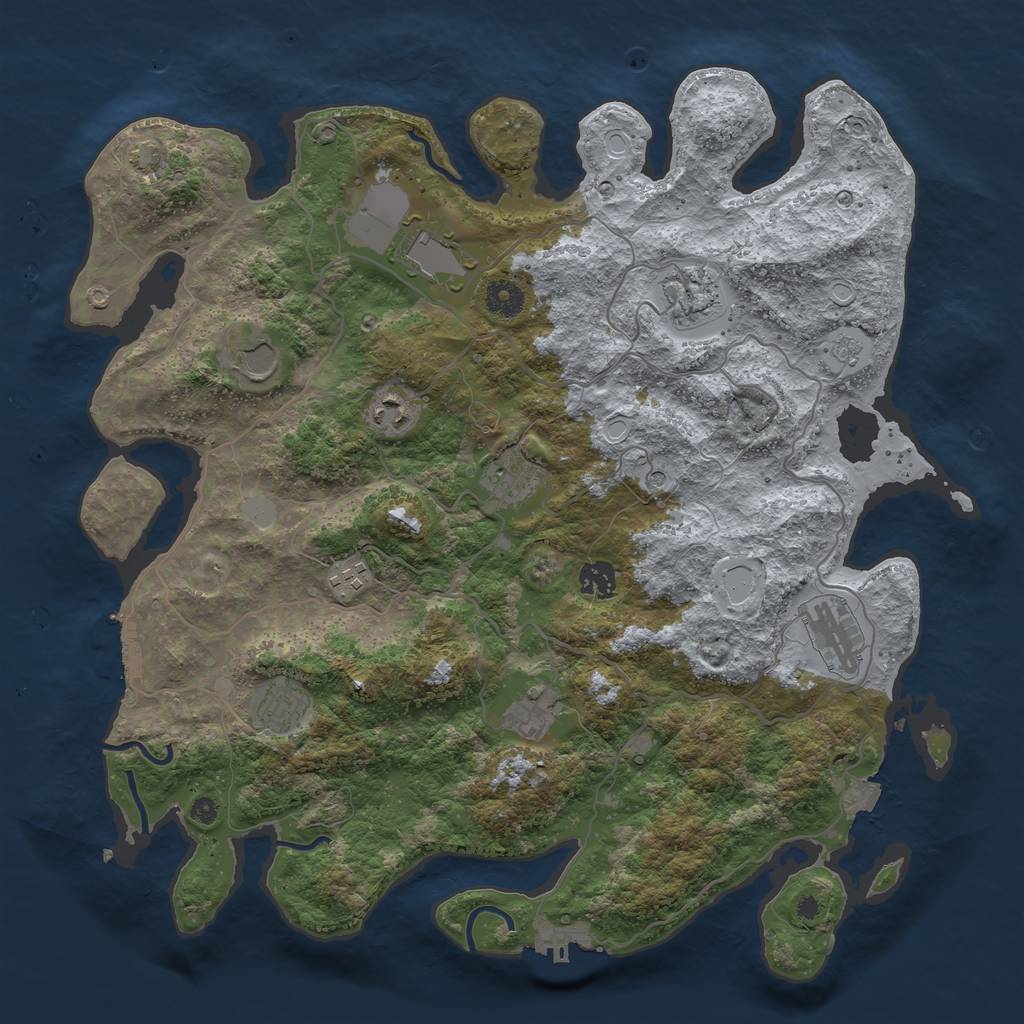 Rust Map: Procedural Map, Size: 4000, Seed: 17120488, 18 Monuments