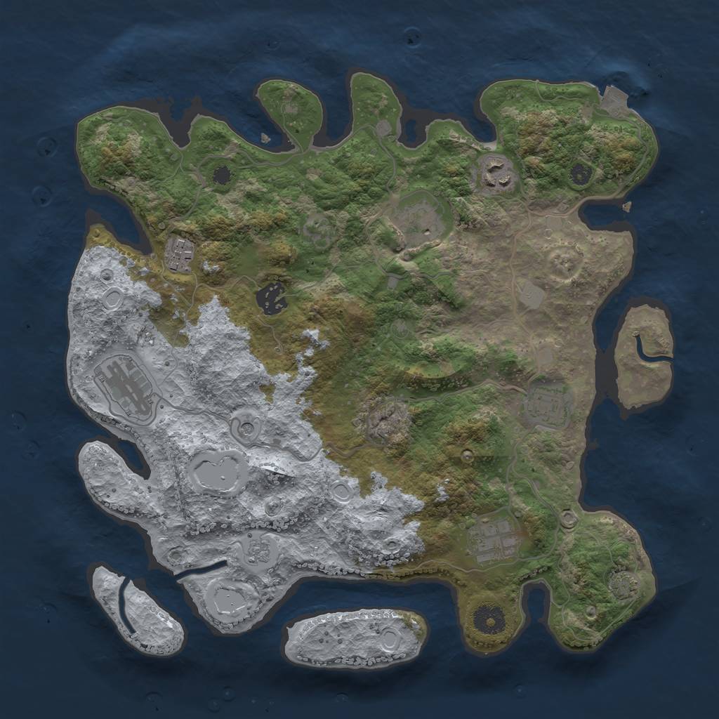 Rust Map: Procedural Map, Size: 3450, Seed: 30361808, 13 Monuments