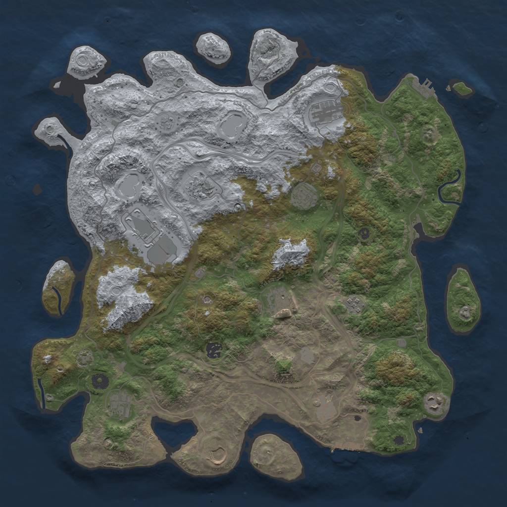 Rust Map: Procedural Map, Size: 4500, Seed: 7687, 19 Monuments