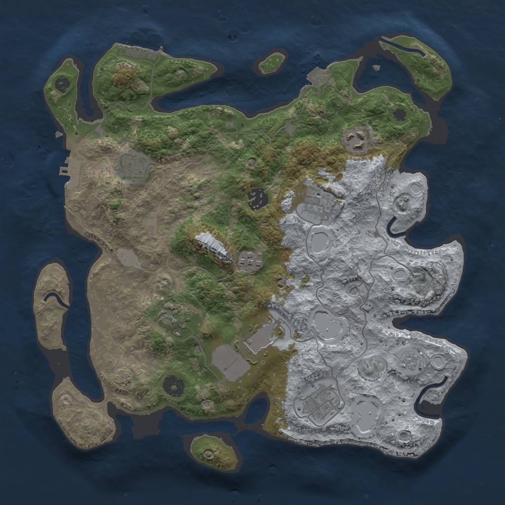 Rust Map: Procedural Map, Size: 3500, Seed: 91072456, 16 Monuments