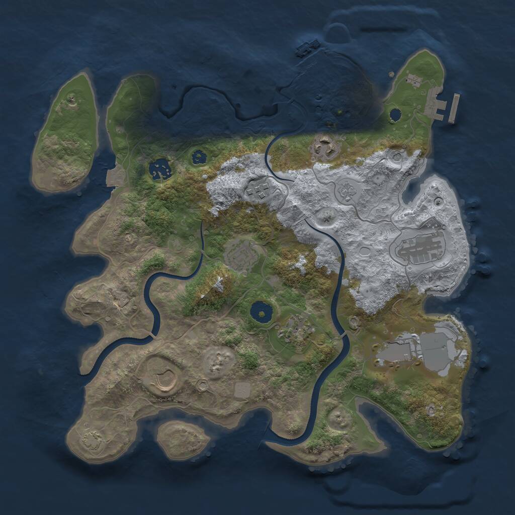 Rust Map: Procedural Map, Size: 3500, Seed: 23263254, 14 Monuments