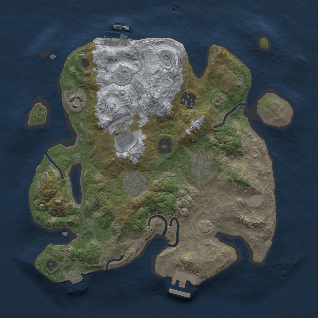 Rust Map: Procedural Map, Size: 3000, Seed: 1602627445, 13 Monuments