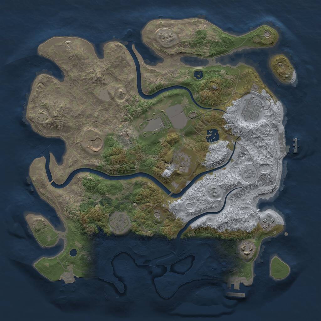 Rust Map: Procedural Map, Size: 3500, Seed: 1335884626, 14 Monuments