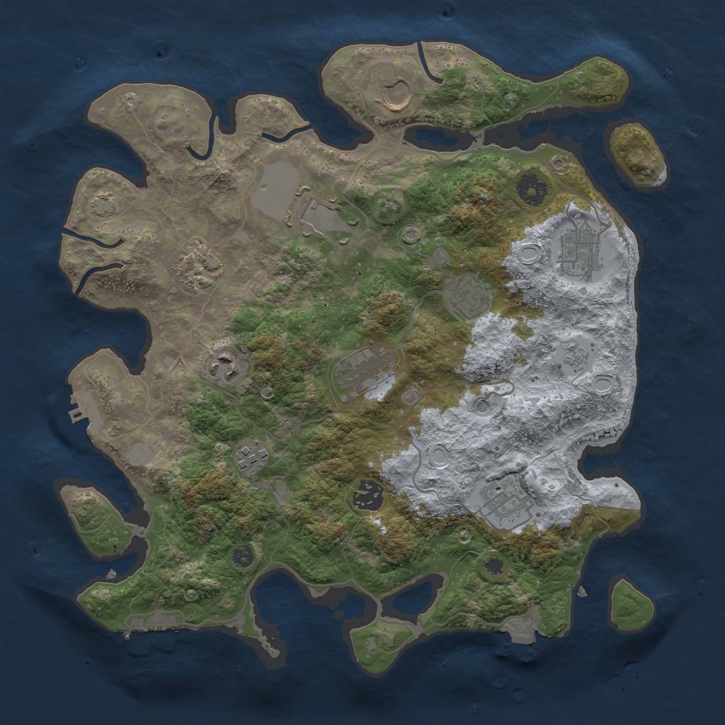 Rust Map: Procedural Map, Size: 3500, Seed: 1335884626, 18 Monuments