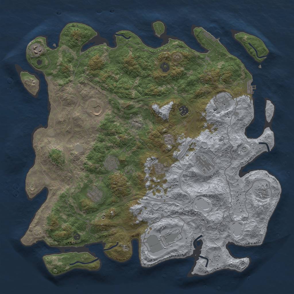 Rust Map: Procedural Map, Size: 4500, Seed: 1753045742, 19 Monuments