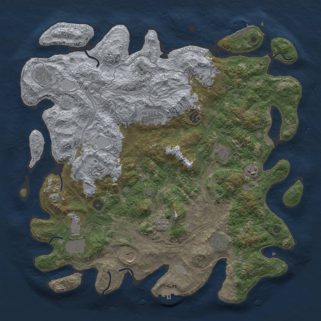 Rust Map: Procedural Map, Size: 4500, Seed: 1388091619, 18 Monuments