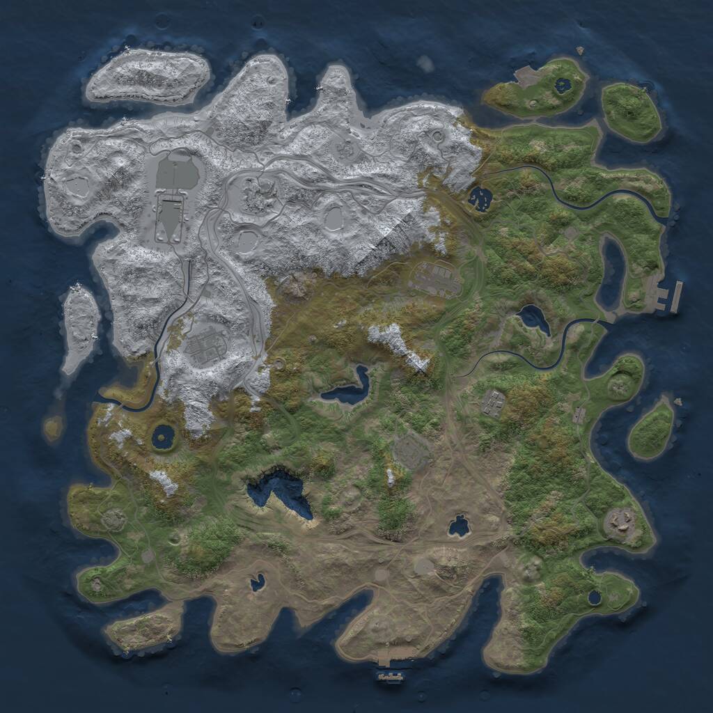 Rust Map: Procedural Map, Size: 4500, Seed: 1388091619, 14 Monuments