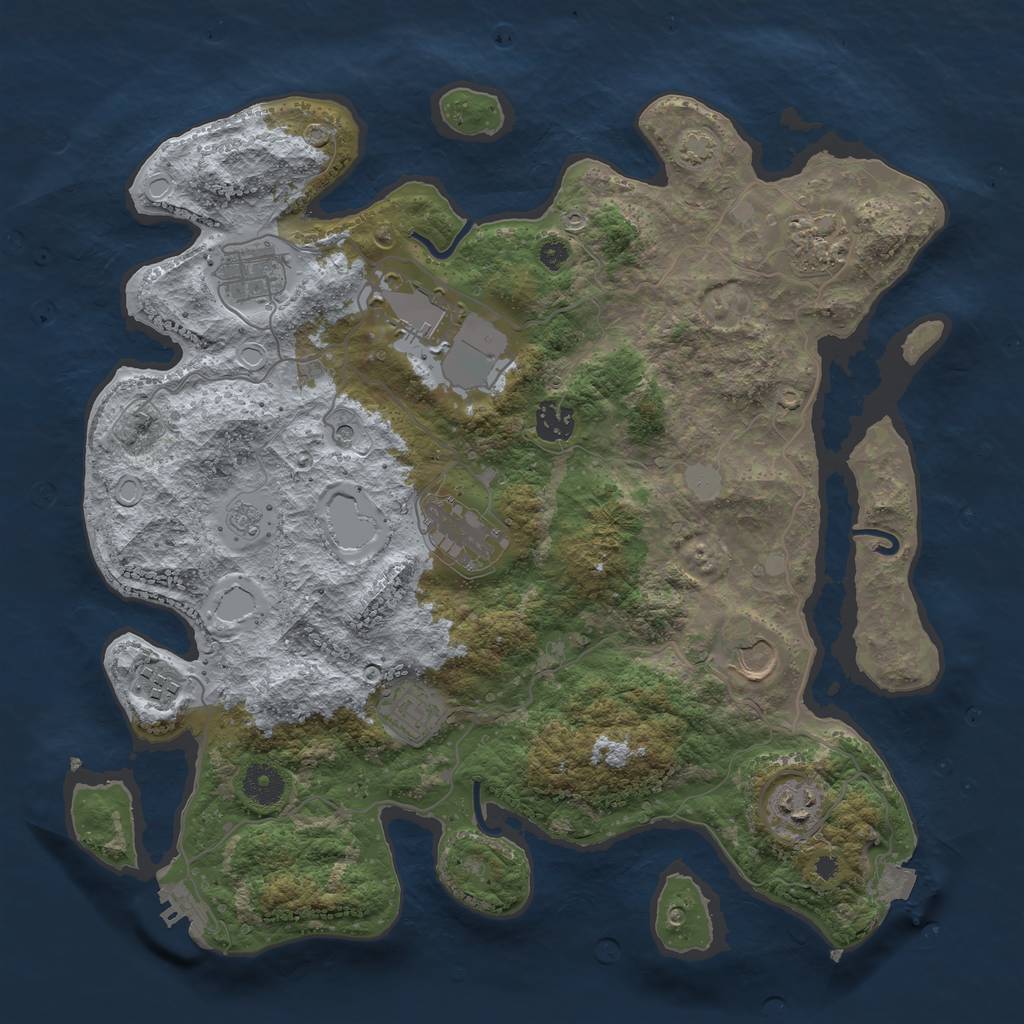 Rust Map: Procedural Map, Size: 3750, Seed: 151412713, 16 Monuments
