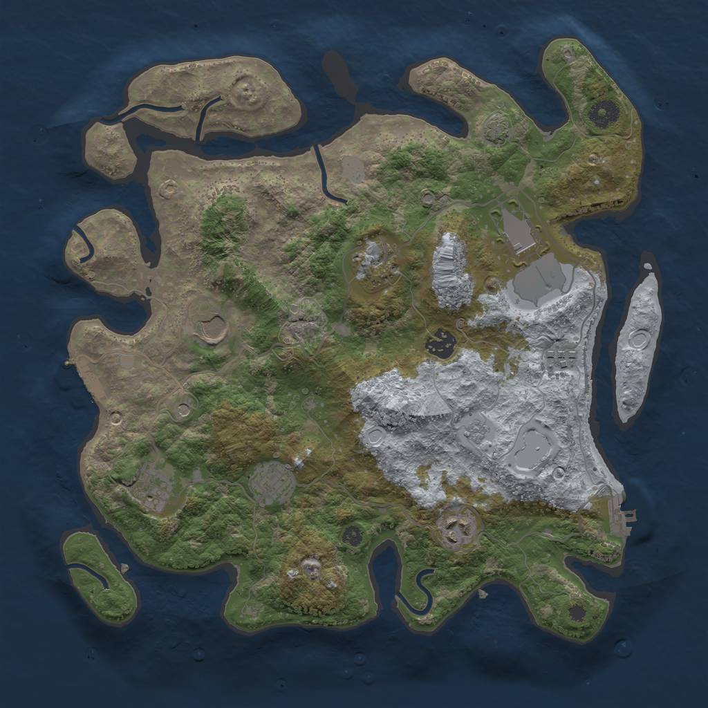 Rust Map: Procedural Map, Size: 3650, Seed: 15831769, 16 Monuments
