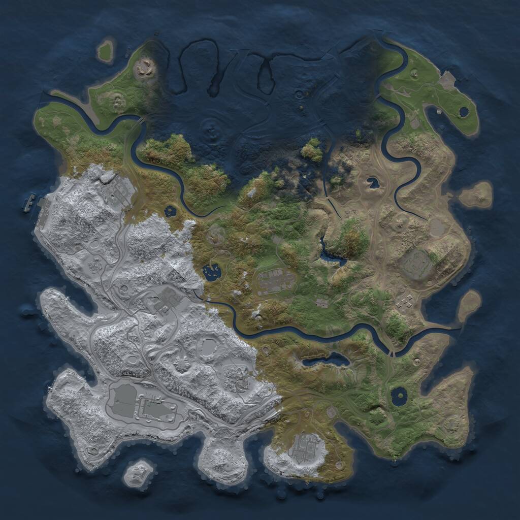 Rust Map: Procedural Map, Size: 4300, Seed: 4687049, 15 Monuments