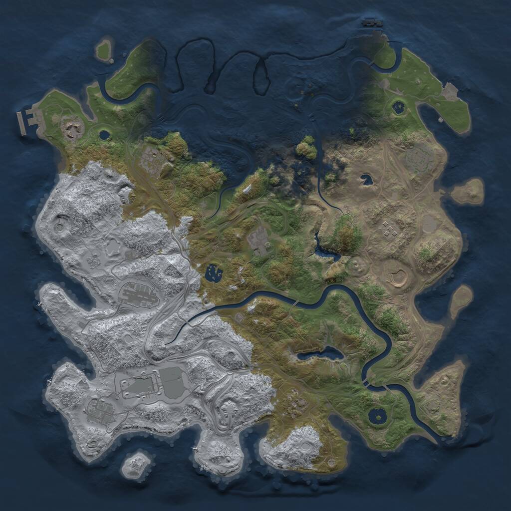 Rust Map: Procedural Map, Size: 4300, Seed: 4687049, 17 Monuments