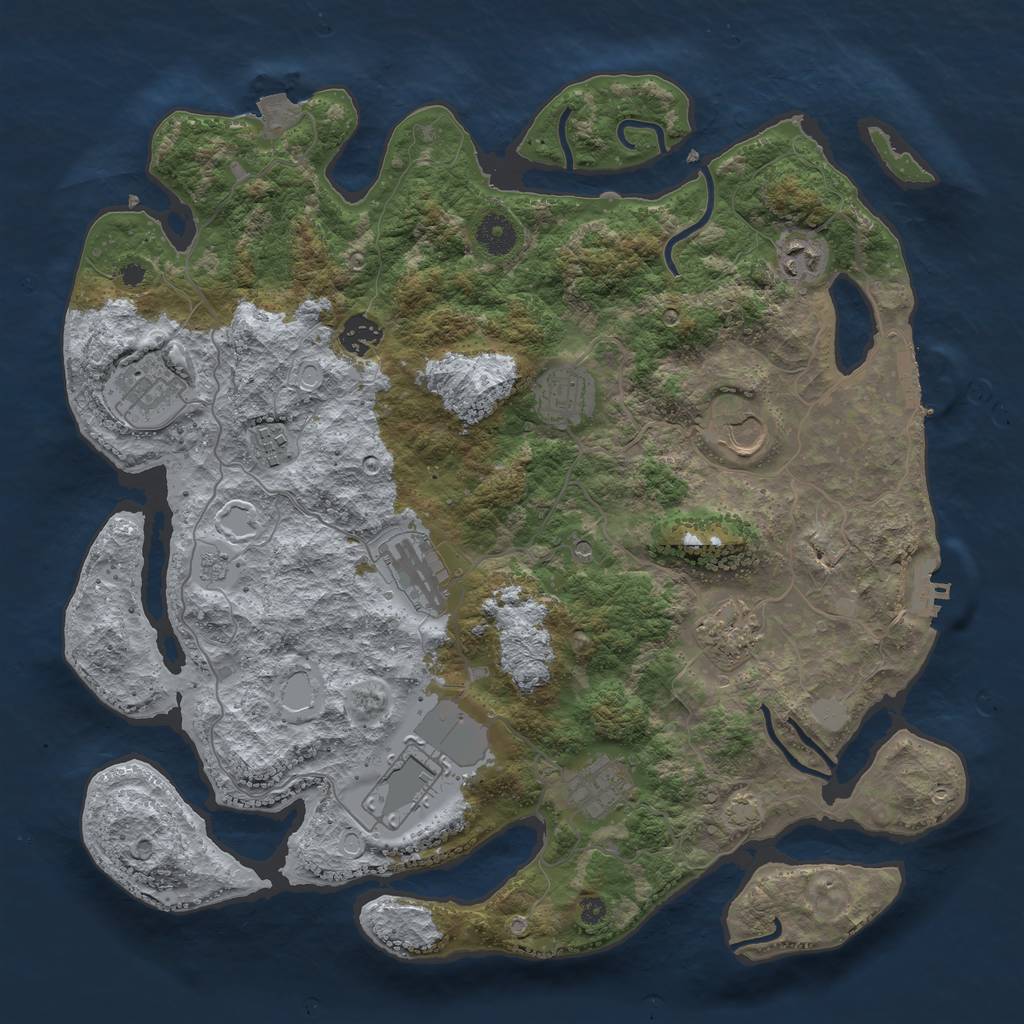 Rust Map: Procedural Map, Size: 3850, Seed: 58978085, 18 Monuments