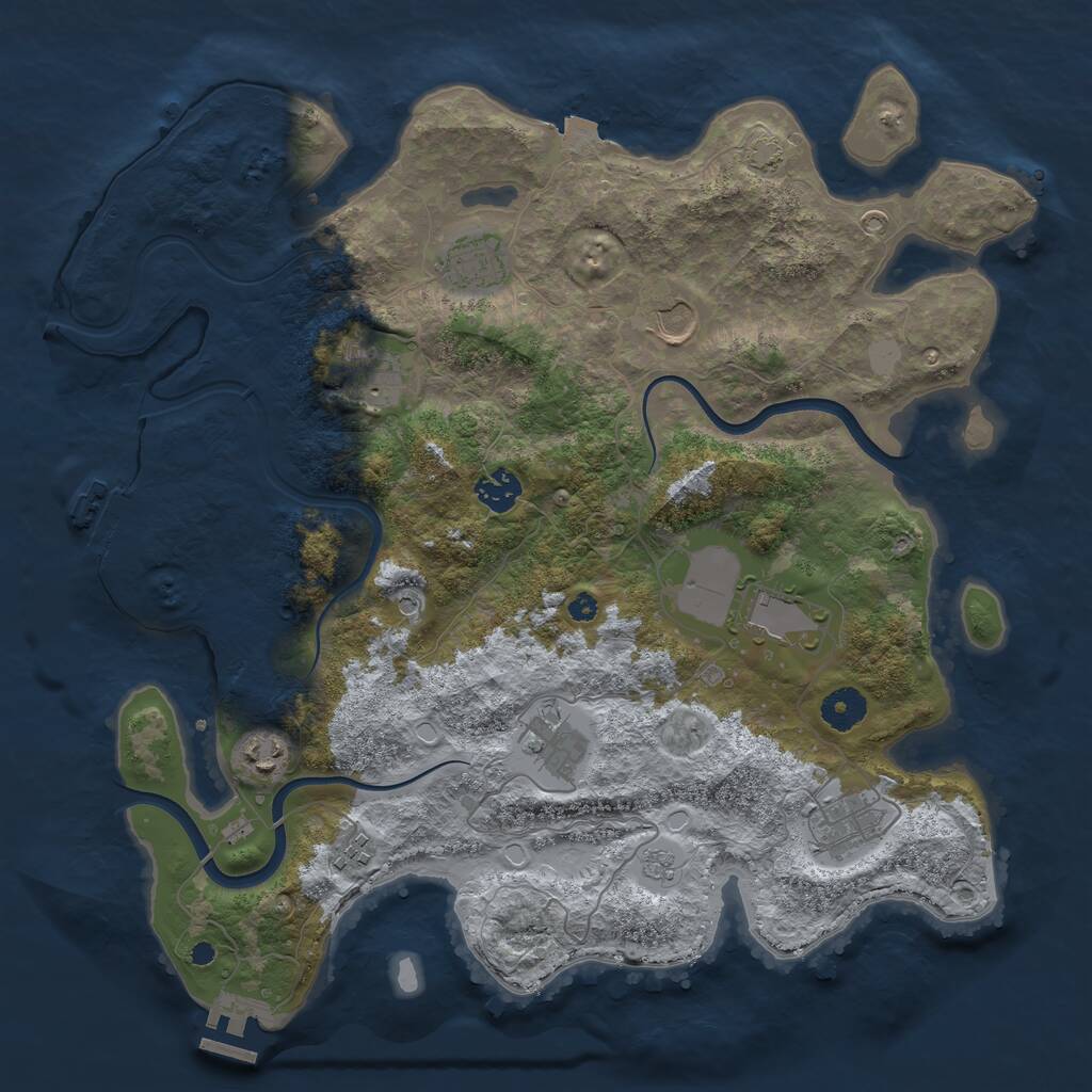 Rust Map: Procedural Map, Size: 3800, Seed: 70424004, 15 Monuments