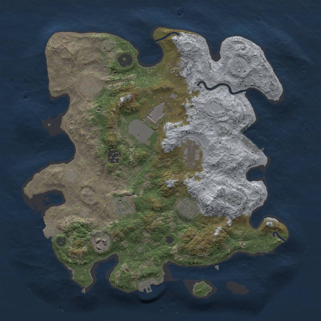 Rust Map: Procedural Map, Size: 3500, Seed: 70850496, 16 Monuments