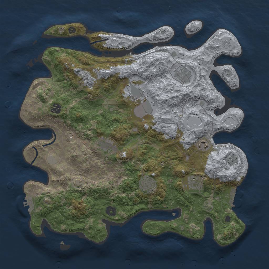 Rust Map: Procedural Map, Size: 3850, Seed: 94797244, 17 Monuments