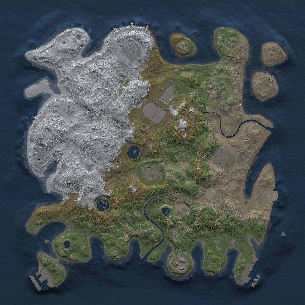 Rust Map: Procedural Map, Size: 3600, Seed: 73546543, 14 Monuments