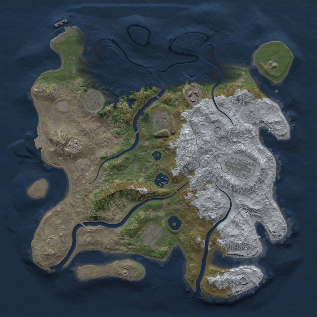 Rust Map: Procedural Map, Size: 3500, Seed: 69789937, 12 Monuments