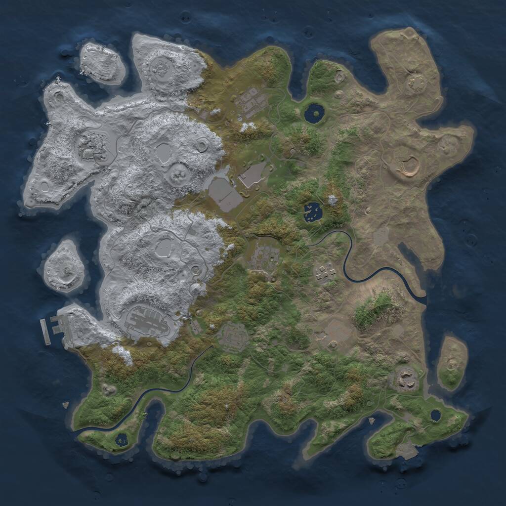 Rust Map: Procedural Map, Size: 3850, Seed: 31024588, 16 Monuments